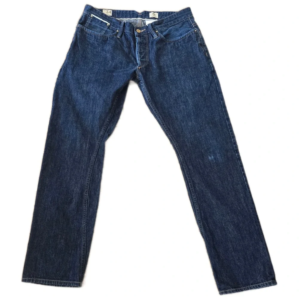 Timberland Mens 34 White Oak Cone Denim Straight Leg Jeans Dark Wash Blue
